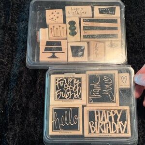 Bundle of 2 Stampin' Up! Eat Cake set of 11; Vivid Greetings set of 5